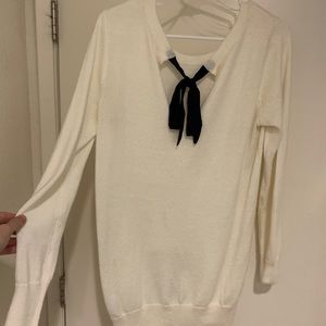 Motherhood Maternity White Sweater Tunic With Bow